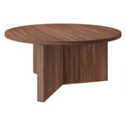 Hudson&Canal - Table basse ronde Anders de 91 cm de largeur, , noyer satiné-Caractéristiques assemblage facile