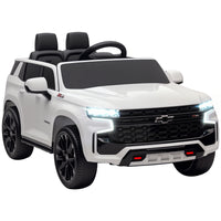Aosom - Voiture électrique pour enfant 12v licenciée chevrolet tahoe - voiture électrique pour tout-petit - blanc-2 moteurs pour une conduite solide et directe sur différents terrains 