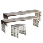 Modway - Gridiron Bancs Ensemble de 3 - Argent-Établi court : acier inoxydable