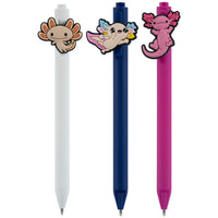 Merangue - Stylos rétractables pour axolotl - Lot de 3-Stylos fantaisie avec embouts en forme d'axolotl