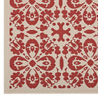 Modway - Ariana Treillis floraux vintage à l’intérieur et à l’extérieur Tapis 4 pi l x 6 pi L - Rouge et beige-Résistant aux taches / Facile à nettoyer