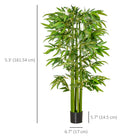 HOMCOM - Arbre de bambou artificiel 5,3 pi pour décoration intérieure - vert-Livrée dans un pot de pépinière solide pour plus de stabilité 