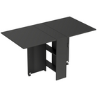 HOMCOM - Table à manger pliante à abattant avec étagères à 2 niveaux et roulettes pour 2-4 personnes - noir-Design à abattant – utilisez cette table à manger extensible de trois façons : aucun côté relevé, un seul côté relevé ou les deux côtés relevés 