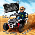 Qaba - Camion électrique pour enfants 12V avec double moteur - blanc-Musique intégrée et phares LED pour une expérience de conduite immersive 