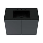 Modway - Bryn Support mural de 36" Vanette de salle de bain - Gris Noir-Portes à fermeture douce