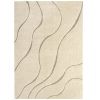 Modway - Jubilant Abondance Abstract Tourbillon Shag Tapis de 5 pi l x 8 pi L - Crème et beige-Tapis abstrait tourbillonnant Abound