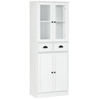 HOMCOM - Armoire de cuisine 61 po avec étagères et portes à fermeture douce - blanc-Le design traditionnel comprend des portes vitrées et des portes encastrées 