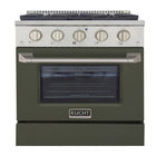 Kucht - 30 po Série KNG Cuisinière Pro Style au gaz propane - Acier inoxydable/Vert olive-Cuisez et pâtissez comme un pro grâce au four à convection extra-grand offrant une capacité de 4,2 pi³, une configuration à cinq grilles et une vaste fenêtre d’observation