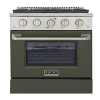 Kucht - 30 po Série KNG Cuisinière Pro Style au gaz propane - Acier inoxydable/Vert olive-Cuisez et pâtissez comme un pro grâce au four à convection extra-grand offrant une capacité de 4,2 pi³, une configuration à cinq grilles et une vaste fenêtre d’observation