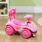 Qaba - Voiture pousse-pousse pour tout-petits avec musique, éclairage - rose-Les boutons du klaxon, les lumières et la musique augmentent le divertissement 