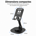 Baseline - Support pliable rotatif à 360 degrés pour téléphone et tablette - noir-La conception pliable et portative facilite le rangement et le transport