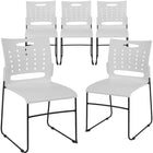 Flash Furniture - Chaise empilable blanche de la série HERCULES à base traîneau d'une capacité de 881 lb avec dossier ventilé-Ensemble de 5 chaises empilables polyvalentes