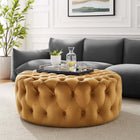 Modway - Amour Gros rond à boutons touffés Performance Velvet Ottoman - Cognac-Rembourrage en velours polyester Performance