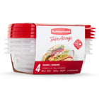 Rubbermaid - Contenants carrés pour la conservation des aliments TakeAlongs à emporter, couvercles rouge rubis, 669 ml (2,9 tasses), paquet de 4-Comprend quatre contenants à conservation des aliments de 2,9 tasses (669 ml) avec couvercles