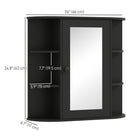 HOMCOM - Armoire à pharmacie murale avec miroir - noir-Un bouton en bois pour une ouverture facile   