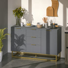 HOMCOM - Buffet 47,2 po L avec rangement - gris-Trois tiroirs et deux armoires permettent de ranger les ustensiles et les fournitures quotidiennes 