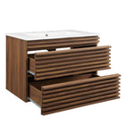 Modway - Render Fixation murale de 30" Vanette de salle de bain - Blanc noyer-Matchs non inclus