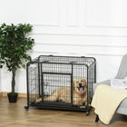 PawHut - cage pour chien pliable robuste pour chiens de taille moyenne - 37 po L x 23 po l x 27 po H-4 roues pour un déplacement facile, avec verrou pour éviter tout mouvement involontaire<br> 