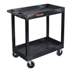 Luxor - Chariot utilitaire polyvalent à deux plateaux cuvettes avec roulettes robustes de 5" Luxor TUFFY XL - 32" L x 18" P - noir-Le chariot offre deux plateaux cuvettes profonds en polyéthylène haute densité recyclé, offrant un rangement durable pour les articles plus grands et plus lourds