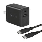 Helix - Chargeur mural USB-C + USB-A avec câble - 20 W, Noir-20 W Chargement