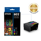 Epson - Cartouches d'encre 802 - Capacité standard - Noir/Couleur CMJ-Manipulation sans souci - impressions résistantes au maculage, à la décolouration et à l’eau