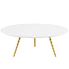 Modway - Lippa Rond de 40 po Bois Table basse avec base trépied - Or Blanc-Table basse moderne du milieu du siècle