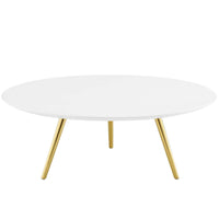 Modway - Lippa Rond de 40 po Bois Table basse avec base trépied - Or Blanc-Table basse moderne du milieu du siècle