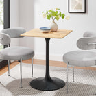 Modway - Lippa 24 po Carré Bois Table à manger, Noir Naturel-Bords biseautés