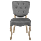 Modway - Array Français vintage Performance Velvet Fauteuil d’appoint de salle à manger - Gris-Capsules de pied non marquées