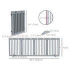 PawHut - Barrière pour animaux extra large autoportante 80 po avec pieds de support - gris clair-Le motif de patte découpé sur le dessus est mignon 