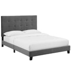 Modway - Melanie Bouton à touffe Velours Performance Rembourré Lit plateforme Queen, Gris-Tissu résistant aux taches durable