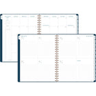 AT-A-GLANCE - Agenda scolaire hebdomadaire/mensuel Signature 2026-2027 - 11 po H x 8 3/8 po l - bleu marine - bilingue-Mensuel : Blocs d'écriture ouverts, un mois par deux pages