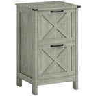 HOMCOM - Classeur 2 tiroirs format lettre/A4 - gris pierre-Améliore la décoration du bureau à domicile avec un charmant style porte de grange 
