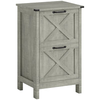 HOMCOM - Classeur 2 tiroirs format lettre/A4 - gris pierre-Améliore la décoration du bureau à domicile avec un charmant style porte de grange 
