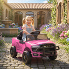 Qaba - Voiture électrique pour enfants sous licence Dodge RAM 3500 12V - rose-Puissants doubles moteurs 12V et vitesses allant jusqu'à 3,1 mi/h (5 km/h)
