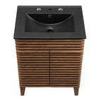 Modway - Render 24" Vanette de salle de bain - Noir noyer-Construction en panneaux de particules et stratifiés