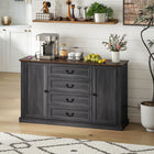 HOMCOM - Armoire 57,9 po L avec station de recharge et dessus épaissi - grain de bois noir-Deux étagères réglables à 6 niveaux à l'intérieur vous permettent de personnaliser votre espace de rangement 