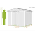 Outsunny - Abri de jardin 8'x7' avec serrure et cadre de sol, gris clair-Entrez et sortez facilement avec 2 portes coulissantes, verrouillables pour plus de sécurité, 3 clés incluses 