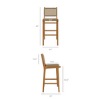 Modway - Rowe 3 pièces Terrasse extérieure Bois de teck Bar Set - Naturel-Ensemble de 2 tabourets de bar de 44 pouces