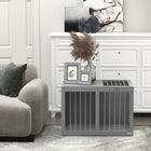 PawHut meuble cage pour chien 31,5 po avec double porte, pour chiens de taille moyenne - gris-Fabriqué en acier et MDF, offre plus de stabilité 