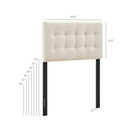 Modway - Emily Tissu tapis Tête de lit jumelée, Écru-Touffage de boutons