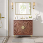Modway - Daylight 36" Vanette de salle de bain - Noyer blanc-Bassin d’évier en céramique