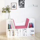 HOMCOM - Bibliothèque à 6 casiers avec coussin de siège - rose-Comprend un coin lecture avec des coussins pour une expérience confortable 