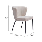 Zuo - Aimee Chaise de salle à manger - Beige - Ensemble de 2-6