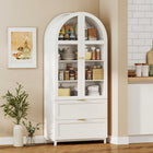 HOMCOM - Armoire de cuisine haute arquée 71 po - blanc-Fabriqué en MDF avec des charnières à fermeture douce, assurant une utilisation silencieuse et une grande durabilité 
