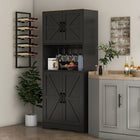 HOMCOM - Armoire de cuisine avec plan de travail pour micro-ondes - noir-Quatre porte-verres pour 12 verres à vin 