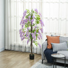 HOMCOM - Arbre de glycine artificiel 5,9 pi avec bois naturel - violet-Convient aussi bien à la maison qu'au bureau, ajoutant une touche naturelle 