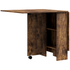 HOMCOM - Table à manger pliante à abattant avec étagères à 2 niveaux et roulettes pour 2-4 personnes - brun rustique-Conception à abattant