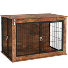 PawHut - meuble cage pour chien 39 po avec ouverture supérieure rabattable, 2 portes, pour grands chiens-Sert à la fois de cage pour chien et de table d’appoint élégante 