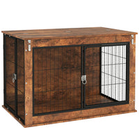 PawHut - meuble cage pour chien 39 po avec ouverture supérieure rabattable, 2 portes, pour grands chiens-Sert à la fois de cage pour chien et de table d’appoint élégante 